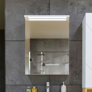 Зеркальный шкаф с подсветкой Бриклаер Кристалл 4627125415982 56 см белый